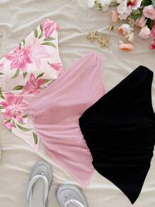 Soleia 3 件套休闲花卉印花纯色衬衫，适合夏季女士 - 彩色 - 查看 7