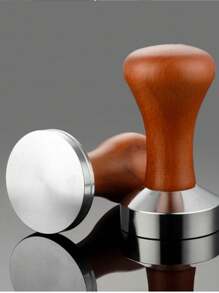 Cirelle 1Pc Coffee Tamper With Solid Wood Handle, Stainless Steel Espresso Press Tool For Coffee Powder, Barista Essential For Coffee Machines, Professional Coffee Accessories For Cafe, Home, Espresso, Easy Grip Flat Base, Gift For Coffee Lovers - dark wood - View 4