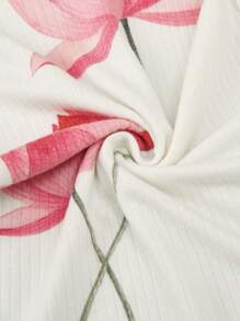 SHEIN LUNE 女式花卉印花立领修身时尚背心 - 白色 - 查看 7