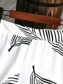 EMERY ROSE 女士简约印花休闲裤 - 白色 - 查看 6