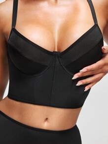 SHAPORA Solid Underwire Bra & Panty Lingerie Set - Black - View 5