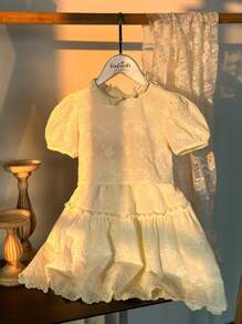 Souflis Souflis 年轻女孩春夏韩式碎花短袖上衣搭配荷叶边简约百搭连衣裙套装，非常适合户外、度假、与朋友聚会 - 杏色 - 查看 5