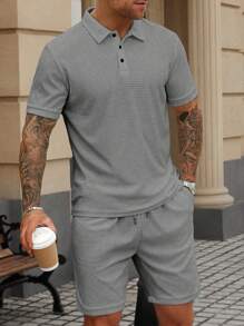Manfinity Homme Męski jednolity kolor, teksturowany zestaw polo z krótkim rękawem i szortami, swobodny, swobodny dwuczęściowy zestaw męski Zestawy męskie dwuczęściowe Zestawy męskie 2-częściowe Zestawy męskie 2-częściowe Zestawy męskie dwuczęściowe Zestaw polo męski dwuczęściowy Zestawy męskie dwuczęściowe Stroje codzienne męski zestaw top i dół na co dzień męski dwuczęściowy zestaw krótkich spodenek męski dwuczęściowy zestaw letni męski zestaw dzianinowy męski zestaw co-order męski zestaw letni męski zestaw casualowy dwuczęściowy zestaw męski męski zestaw prążkowany