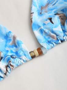 EgrlEra 2 件套女士海洋主题串珠吊带背心 + 蕾丝拼布迷你裙性感套装