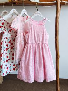 SHEIN Vestido de camisola de alta qualidade com alças finas e alças finas, moda verão para meninas, adequado para férias na praia, encontros ao ar livre, compras e outras roupas do dia a dia - Rosa - Ver 4