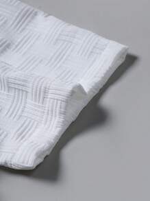 Manfinity Homme Bộ 2 áo sơ mi và quần short họa tiết trơn màu thường ngày mùa hè cho nam - trắng - Xem 3