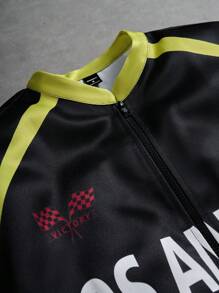 Manfinity Roghcode Men's Contrast Color Patchwork Letter Print Rave Outdoor Windbreaker Jacket - Multicolor - View 9