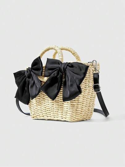 Kawaii Vacation Casual Bow Decor Handbag