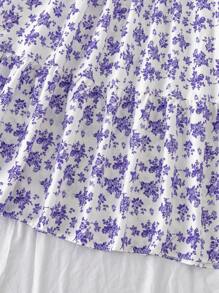 女士两件套：紫色系带背心 + 碎花休闲中裙，合身舒适，优雅可爱，母女搭配 - 彩色 - 查看 5