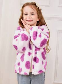 Cozy Pixies Chaqueta con capucha con estampado de corazón 3D para niña de moda