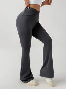 DAZY Women's Outdoor Running & Yoga Base Layer Leggings Tights - Grey - View 3