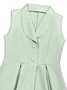 Franclia Women's Mint Green Turndown Collar Sleeveless Bodycon Dress, Summer - Green - View 5