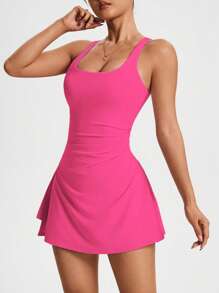 CourtClass Women's Sleeveless Solid Sports Dress, Fashionable For Summer