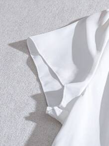 Franclia Elegante camicia a maniche corte che slancia la vita, tinta unita, adatta per l'estate