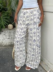 Muchica 度假休闲印花梭织女式阔腿裤