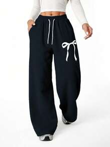 Tween Girl Loose Straight Butterfly Graphic Sweatpants Fall Winter