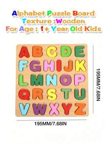 MINKOJA 三合一木制幼儿拼图 - 字母、数字和形状拼图板 | 适合 3 岁以上儿童的益智学习玩具，木制拼图玩具，儿童木制玩具，益智益智游戏 - 彩色 - 查看 2