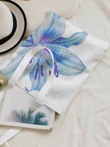 ROMWE Kawaii 度假超大花卉图案双面印花帆布手提包，适合通勤休闲 - 彩色 - 查看 4