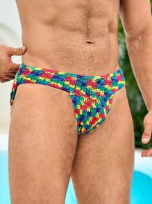 Manfinity Swimmode Quần short dệt kim khoét lỗ nhiều màu sắc đi biển dành cho nam - Nhiều màu - Xem 6