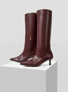 MOTF PREMIUM BOTAS DE TACÓN ALTO CON PUNTERA PUNTIAGUDA Y CREMALLERA HASTA LA RODILLA - Burdeos - Ver 4