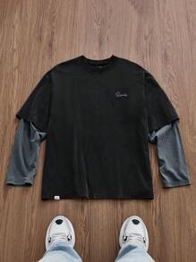 EASEVO Maglietta casual da uomo oversize con stampa di lettere, scollo rotondo, maniche corte, adatta per estate, scuola, stile emo, autunno