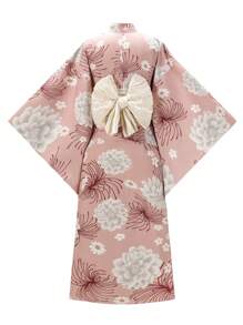 Irokai 优雅花卉印花喇叭袖日式和服