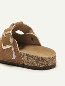 Cozy Pixies 轻便时尚百搭棕色可爱熊图案休闲一脚蹬平底婴儿拖鞋，春夏季 - 棕色 - 查看 6