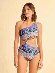 CAJUNI Traje de baño de una pieza con espalda descubierta y estampado, adecuado para la playa/resort - Multicolor - Ver 5