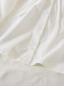 SHEIN 女孩可爱休闲百搭学院风白色长袖彼得潘领衬衫 - 白色 - 查看 8