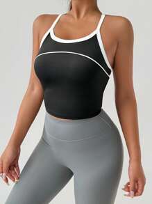 DAZY Áo ba lỗ thể thao chạy bộ yoga bó sát mùa hè cho nữ - màu đen - Xem 4