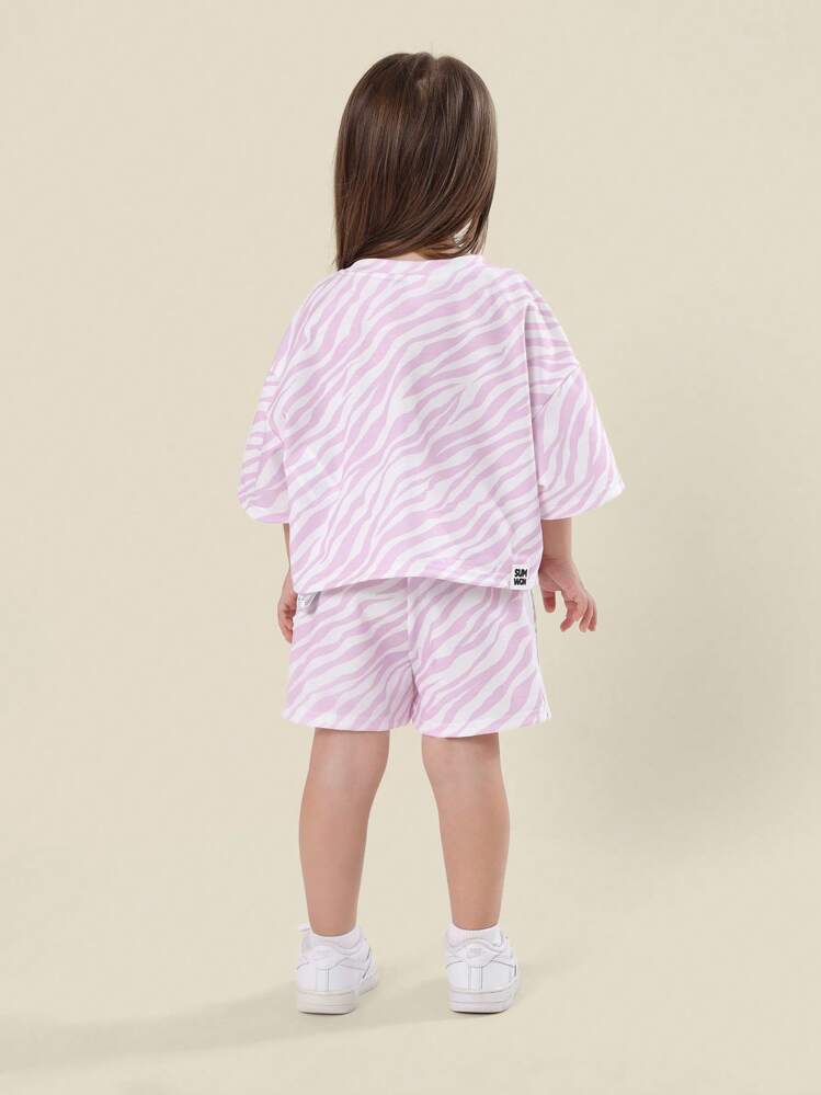SUMWON ガールズ ゼブラ柄 Tシャツ コーディネートセット 夏 春