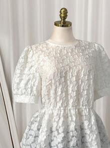 SHEIN Clasi 大码优雅蝴蝶结短袖衬衫 - 白色 - 查看 4