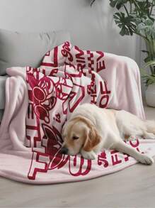 THE POWERPUFF GIRLS X SHEIN Blossom, Bubbles, Buttercup Pattern Fleece Throw Blanket -Plush Coral Blanket For Sofa, Office Chair & Travel, Ultra-Soft Lightweight Home Decor - Baby Pink - View 9