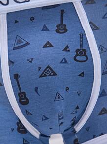4pcs Pack Teen Boy Letter & Guitar Print Boxer Briefs - Multicolor - View 5