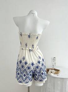 Flirla Spring/Summer Casual Versatile Romper With Embroidery Design - White - View 2