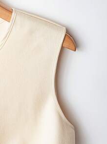 EMERY ROSE 优雅奢华的法式高级双面马甲/外套，女士款 - 杏色 - 查看 4