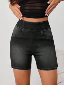 SHEIN Tall Shorts vaqueros ajustados de mujer de talle alto, azul