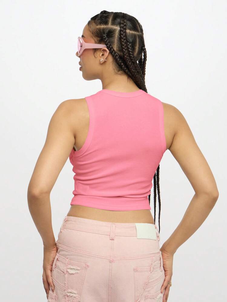 SUMWON WOMEN Glamorous Crystal Embellished Crop Tank Top
