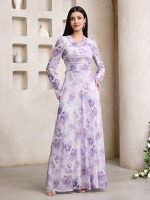 Veilorie 女士优雅花卉印花连衣裙 - 彩色 - 查看 5