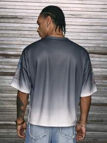 Camiseta de cuello redondo de manga corta para hombres con gráfico de estilo callejero hip hop casual con rhinestones, marca AXEPEAK - Gris - Ver 3