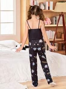 Set de 2 piezas de pijama con estampado de coala y corazón para niñas mayores