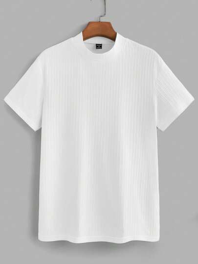 NEON BLANC Men's Solid Color Stand Collar T-Shirt, Summer