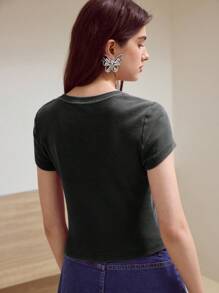 MOTF STUDIO BUTTERFLY PATCHED SHORT SLEEVE T-SHIRT - Black - View 5