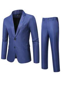 Calvornis Men's Solid Color Simple Daily Wear Long Sleeve Suit Set