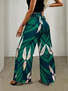 SHEIN Clasi 女式宽松花卉印花阔腿度假裤