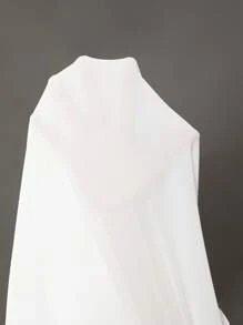 SHEIN 孕妇拍照装，长袖针织毛衣上衣搭配雪纺蝴蝶结高开衩长裙，适合婴儿洗礼和派对 - 白色 - 查看 6