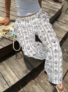 Muchica 度假休闲印花梭织女式阔腿裤