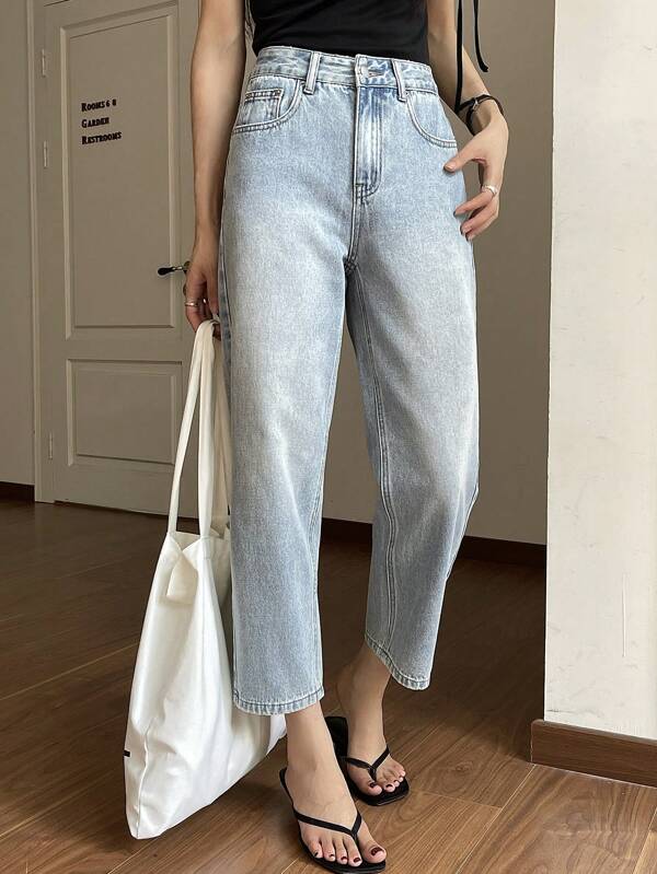 DAZY Women Regular Waist Slim Straight Leg 7/8 Length Jeans, Casual Urban Streetwear Denim Pants