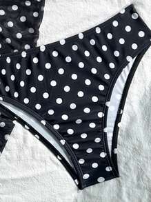 Swim Mod 3 bộ bikini gợi cảm in họa tiết chấm bi buộc dây sau lưng dành cho nữ khi đi nghỉ ở bãi biển - Đen và trắng - Xem 6