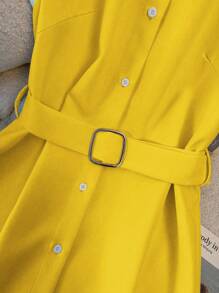 Franclia 纯色休闲都市通勤风格女式中长连衣裙